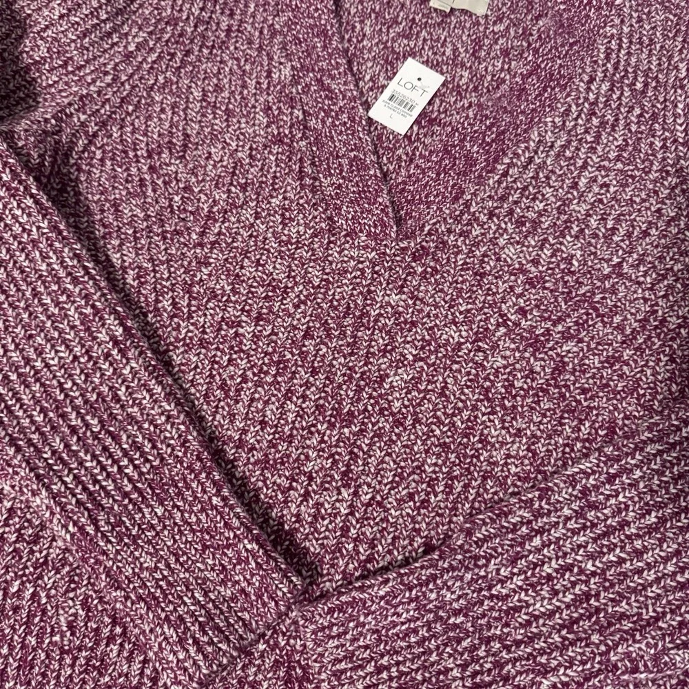 LOFT Blend Knit Sweater Womens L Pink‎ Marled Long Sleeve V Neck